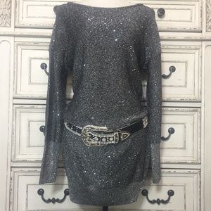 Silver Shimmer Sweater Dress